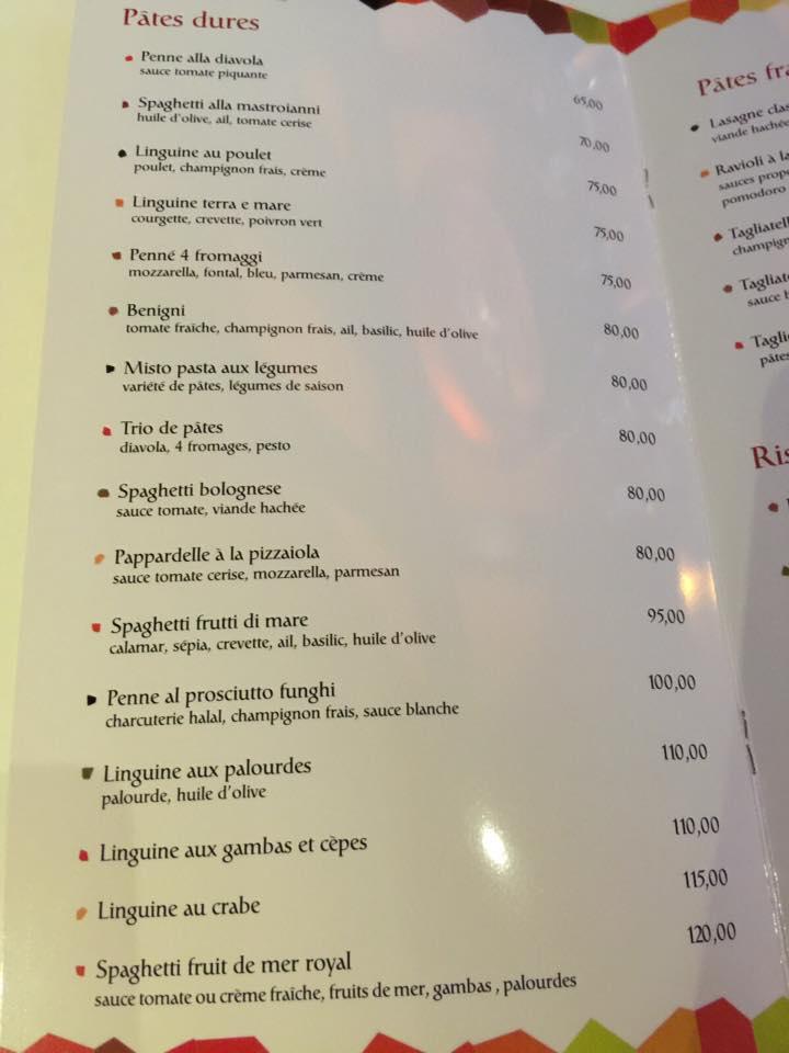 Menu de Finzi Hay Riad