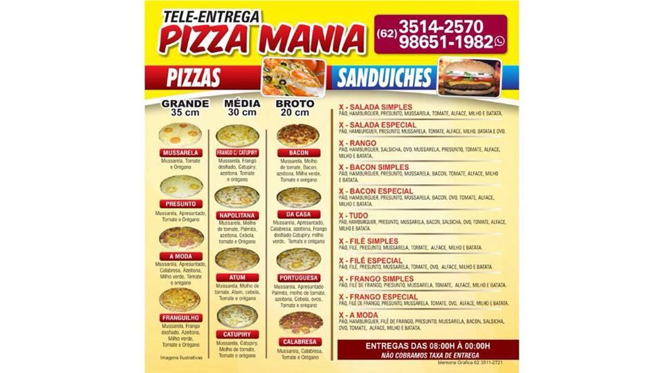 Pizza Mania Tele-entrega cardápio