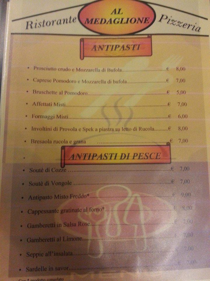 Menu di Al Medaglione 