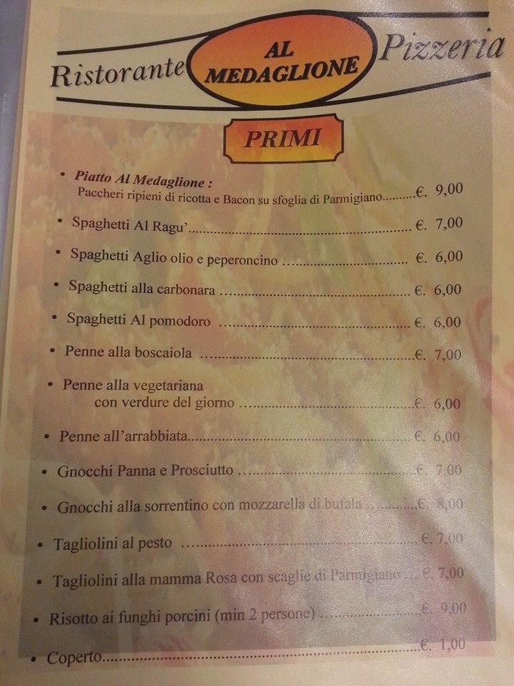 Menu di Al Medaglione 