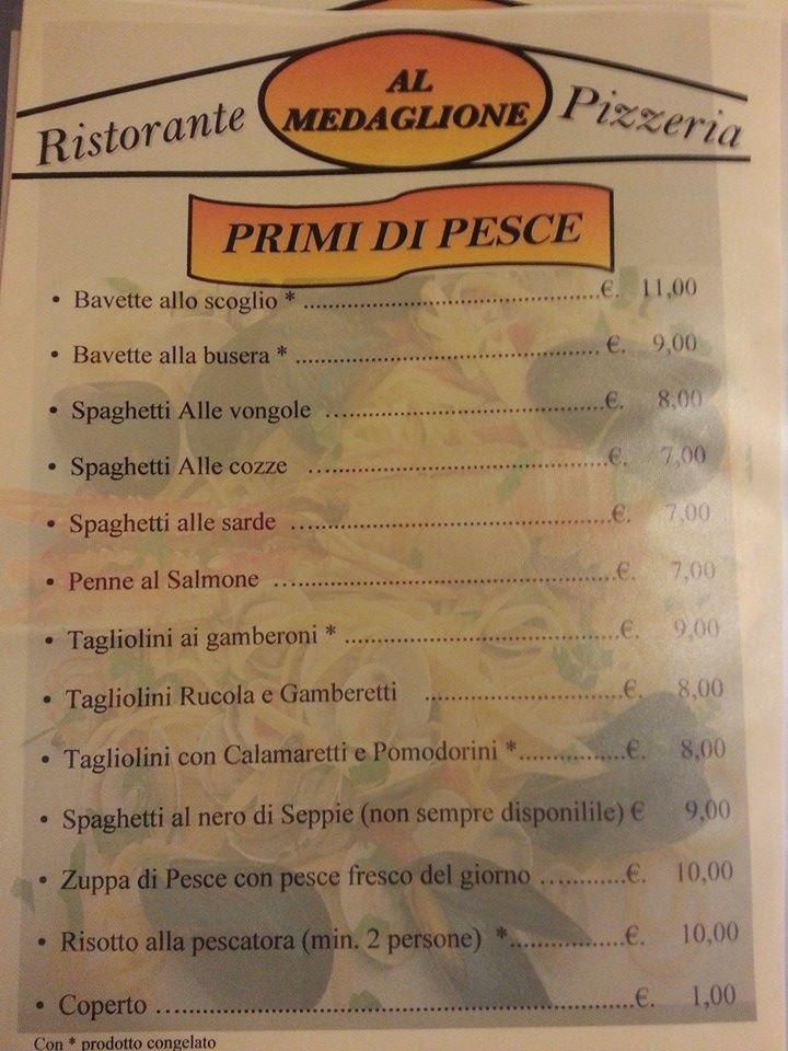 Menu di Al Medaglione 