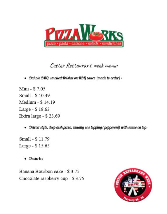 Pizza Works menu