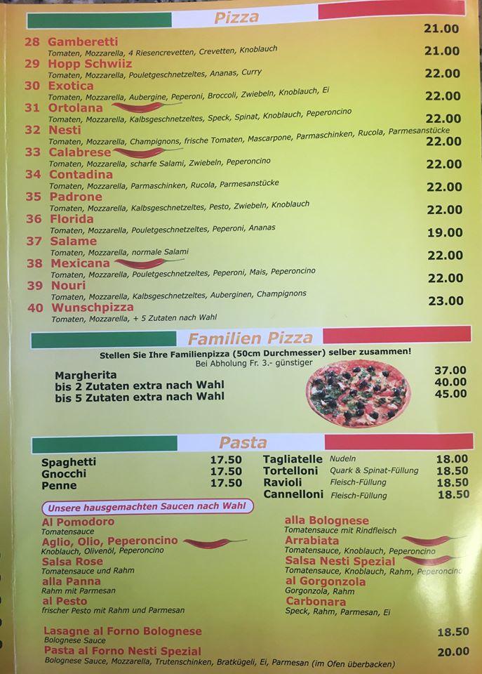 Menu di Pizza Nesti 