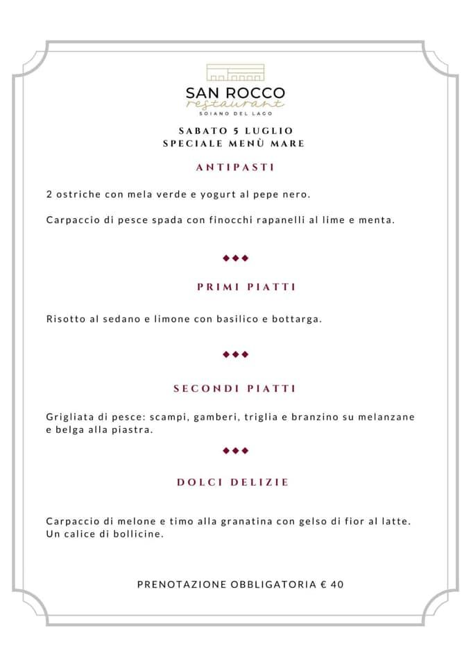 Menu di Ristorante San Rocco 