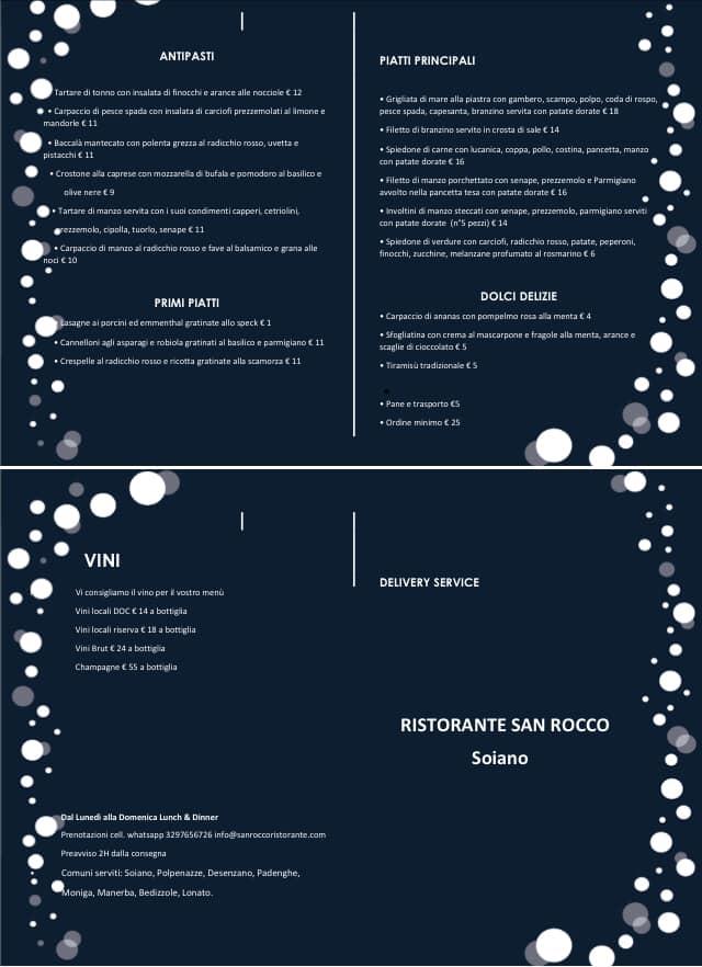 Menu di Ristorante San Rocco 