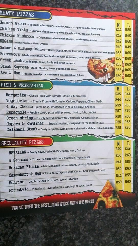 Kruste Speisekarte