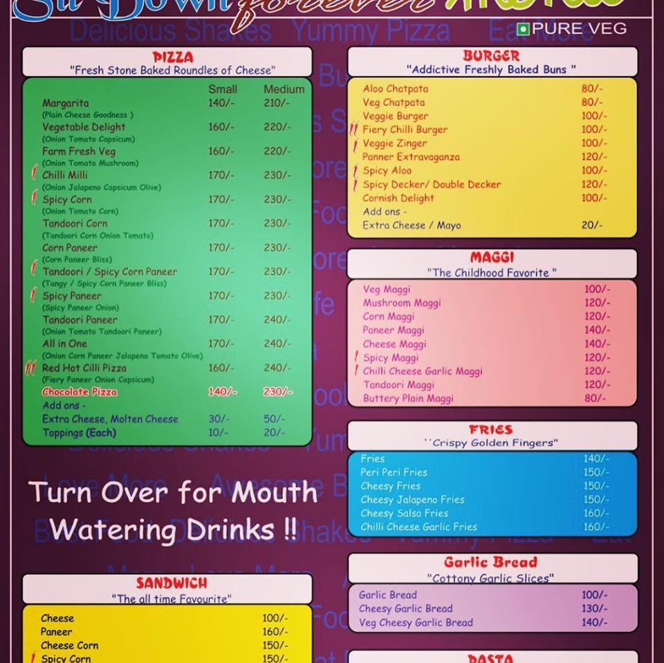 M Cafe menu