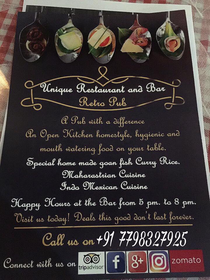 Unique Restaurant And Bar menu