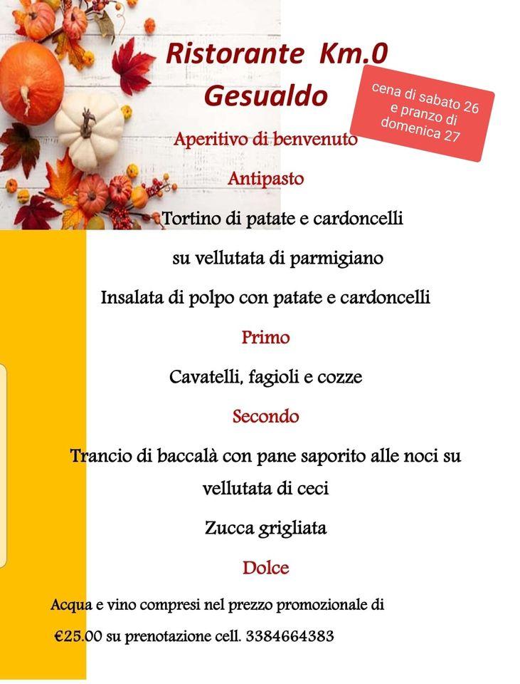 Menu di Bar, Tavola Calda, Ristorante Km.0 
