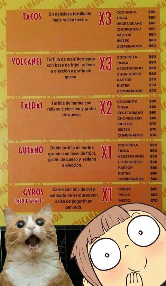 La Volcanada menu