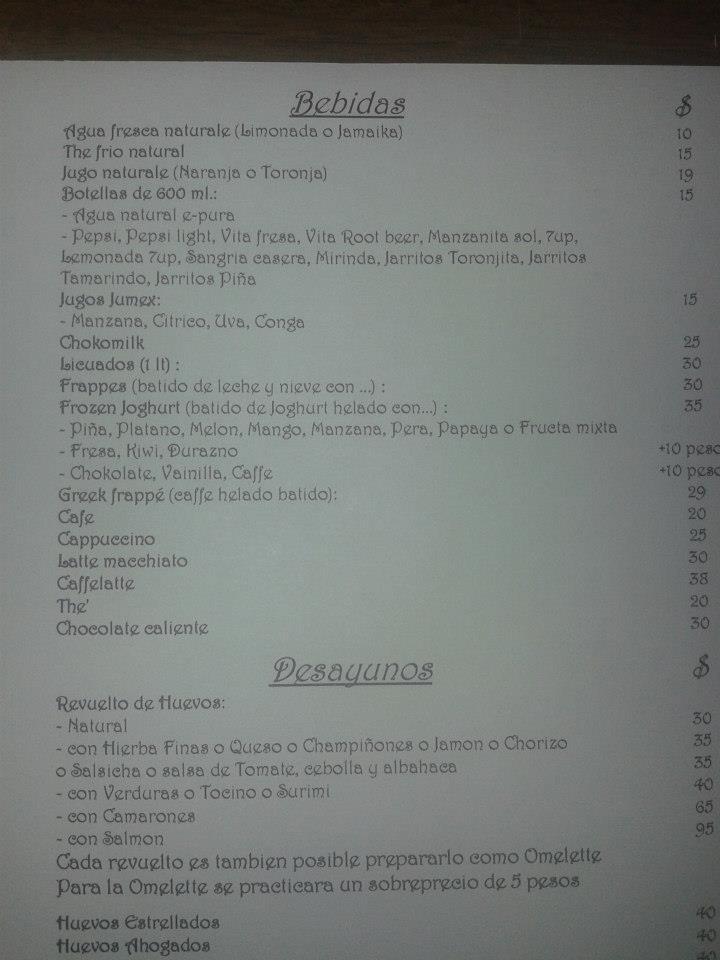 Eventos Torino Ristorante menu
