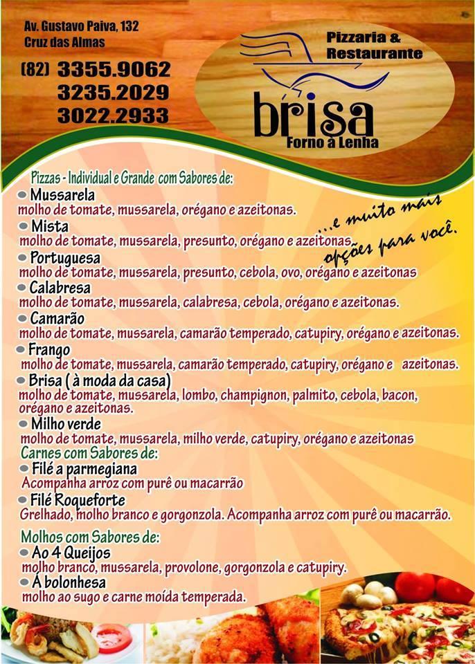 Pizzaria Brisa menu