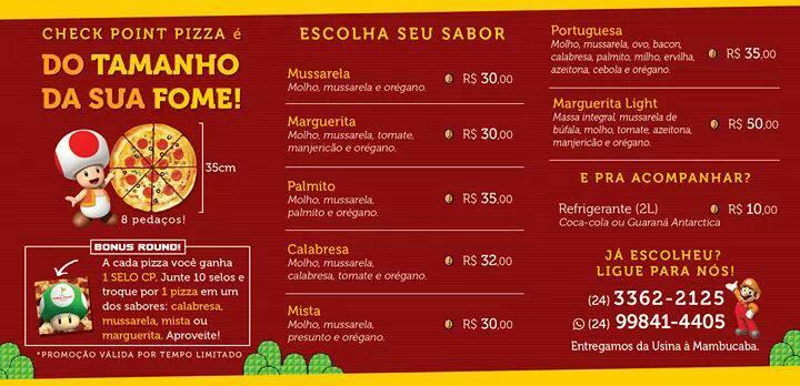 Check-Point Pizza cardápio