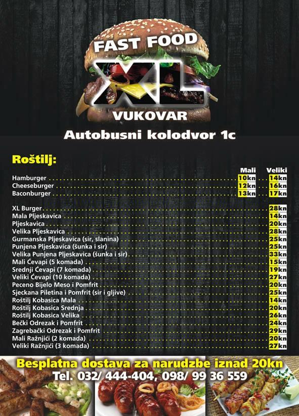 Menu di Fast food "Grill XL" Vukovar 