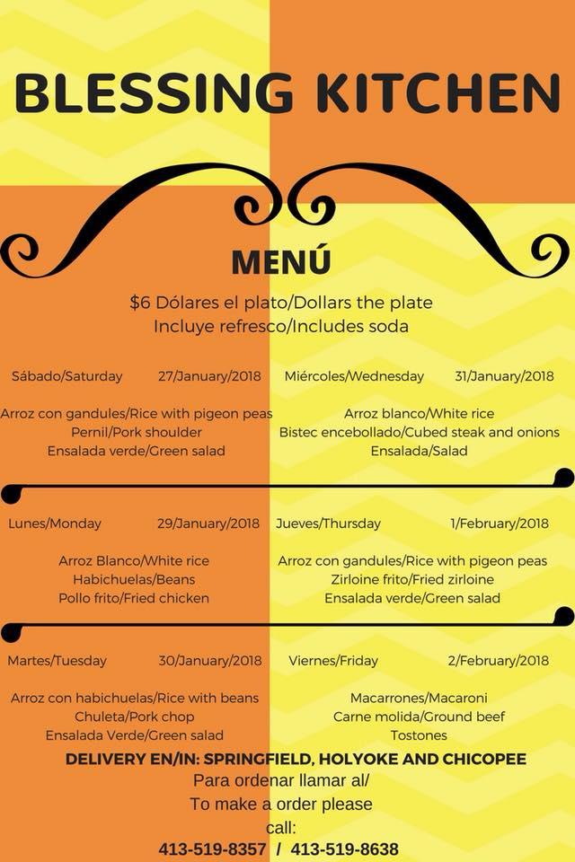 Blessings Kitchen menu