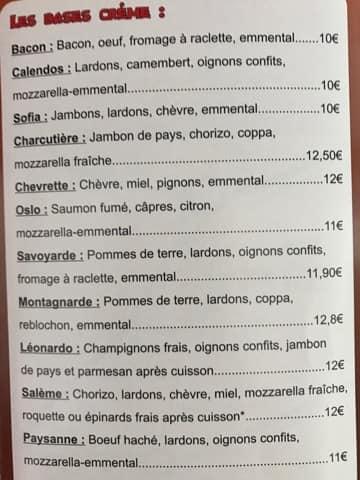 Pizz Happy menu