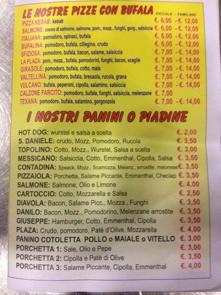 Menu di Bar De La Plaza 