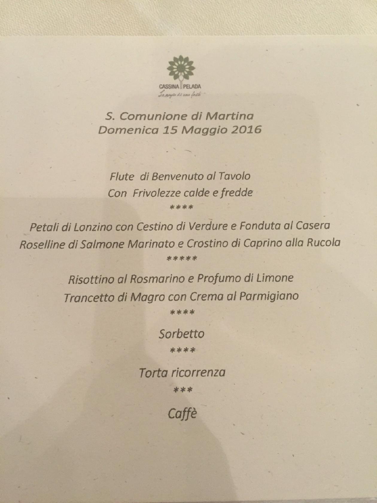 Menu di Cassina Pelada 
