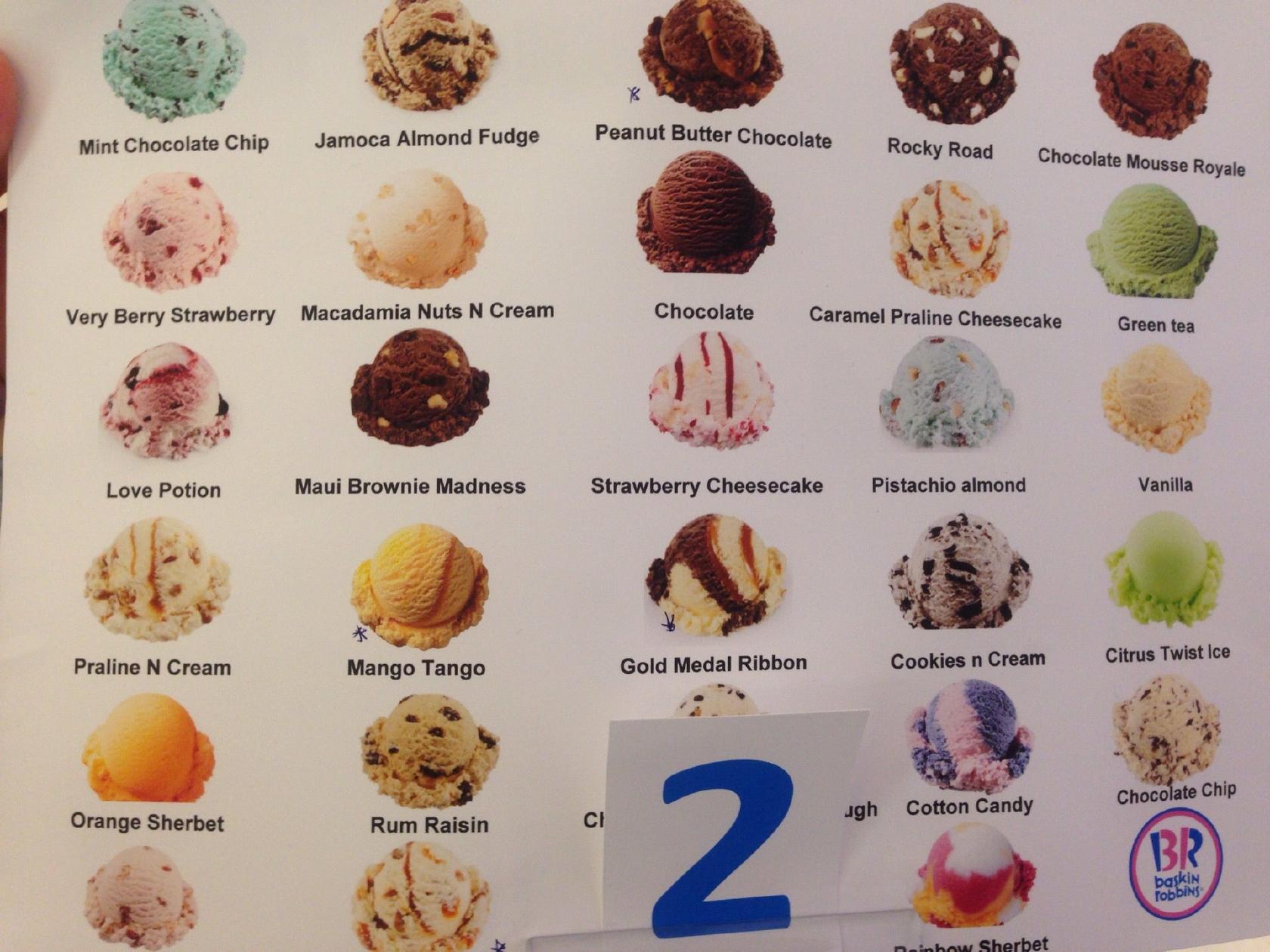 Baskin Robbins メニュー