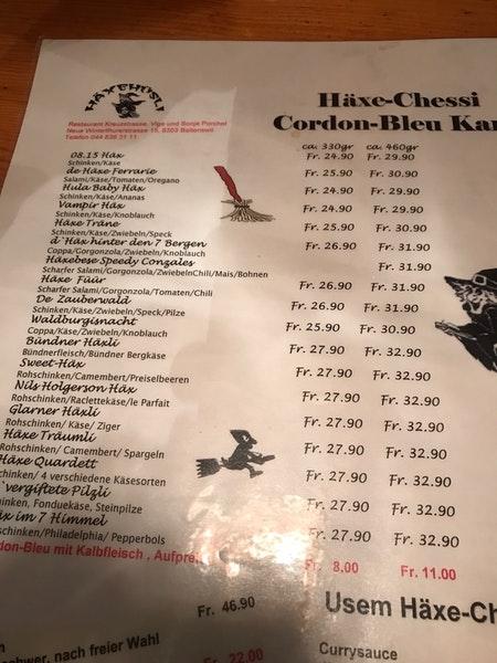 Menu di Häxehüsli 