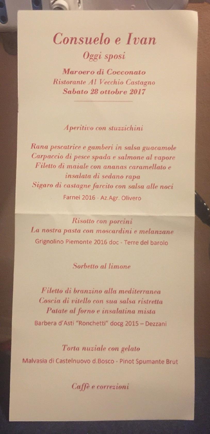 Menu di Vecchio Castagno 