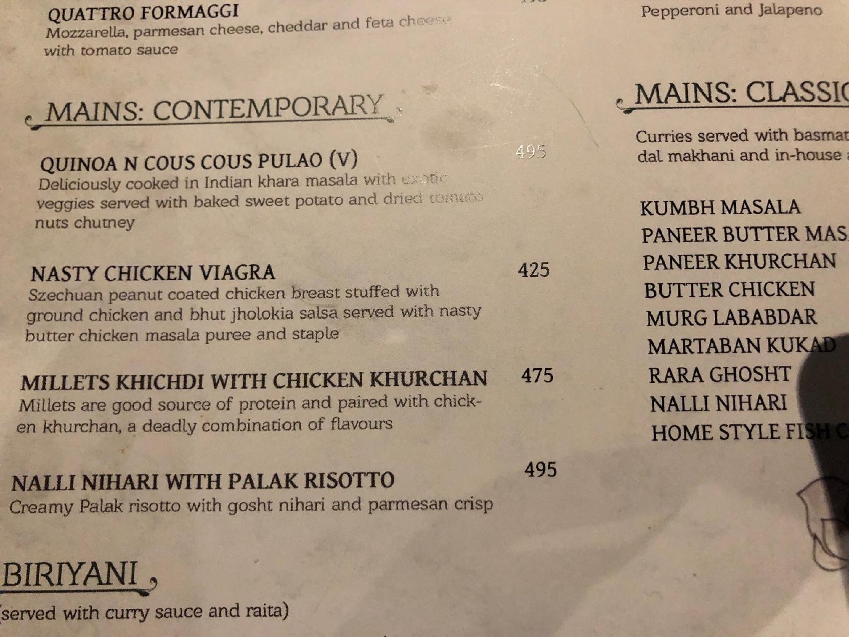 Cyber Hub, Dlf Cyber City menu