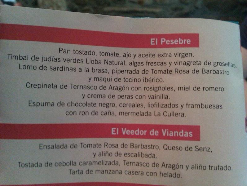 El Pesebre menu