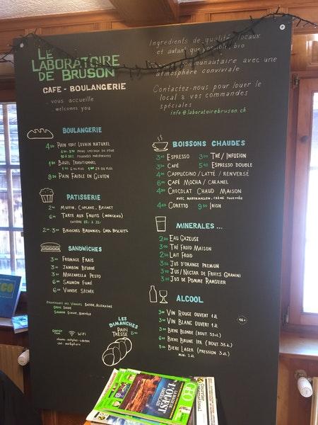Menu di Le Laboratoire de Bruson 