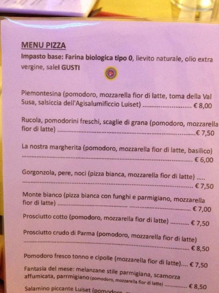 Menu di Fantasia Bimbi 