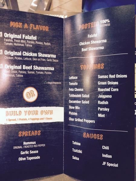 Justfalafel menu