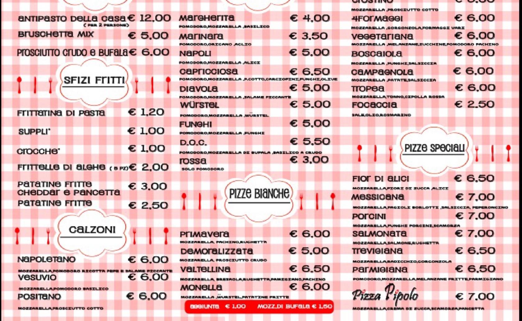 Menu di Ristopizzeria Da Pipolo 