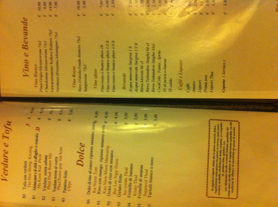 Menu di King Thai 