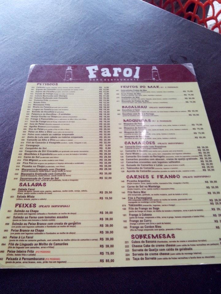 Farol cardápio