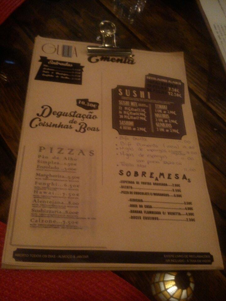 Carta de Restaurante Gulla