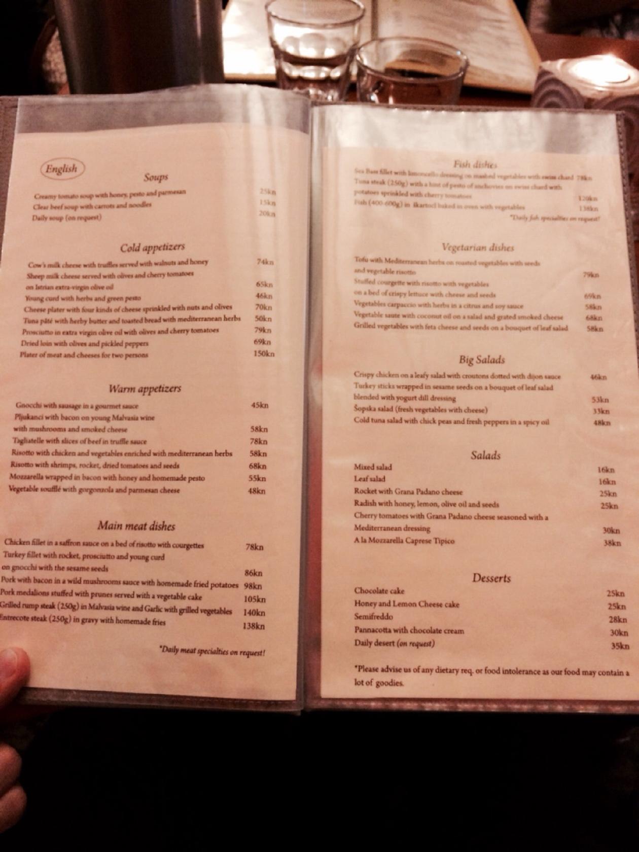 Menu di Tipico Old Town 