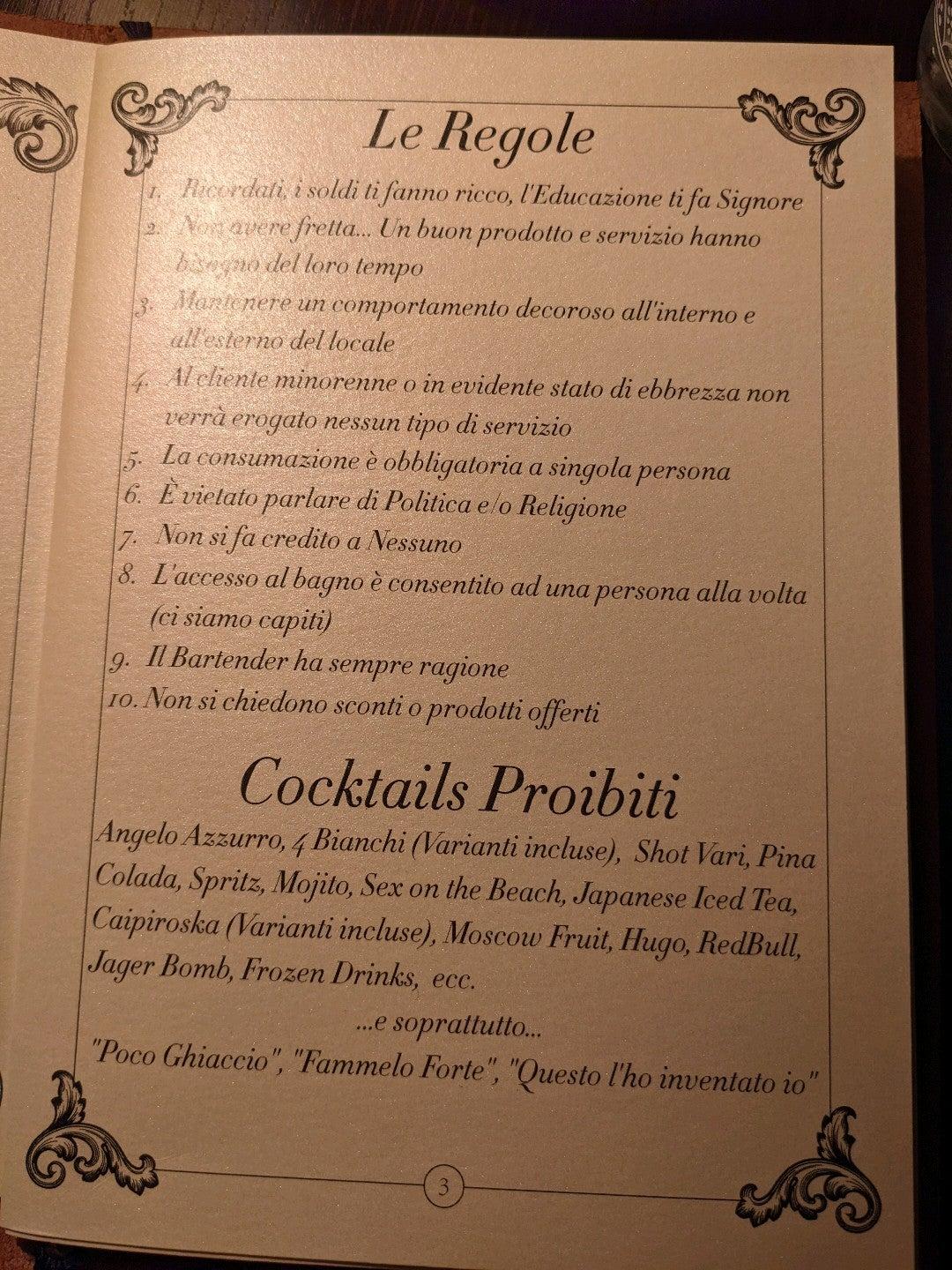 Menu di Elixir of Sin 