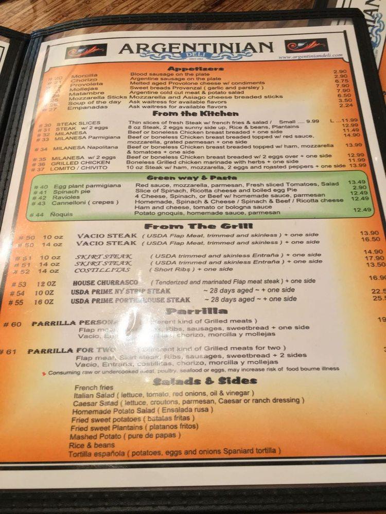 Carta de Argentinian Deli