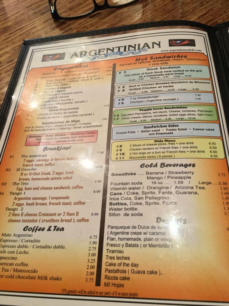 Carta de Argentinian Deli