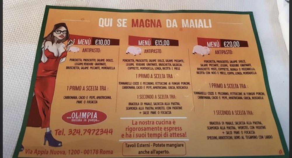 Trattoria Olimpia Speisekarte