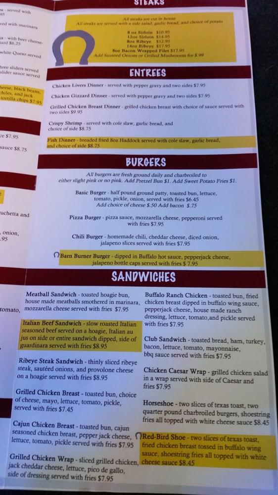 Menu at Horseshoe Lounge & Restaurant, Collinsville