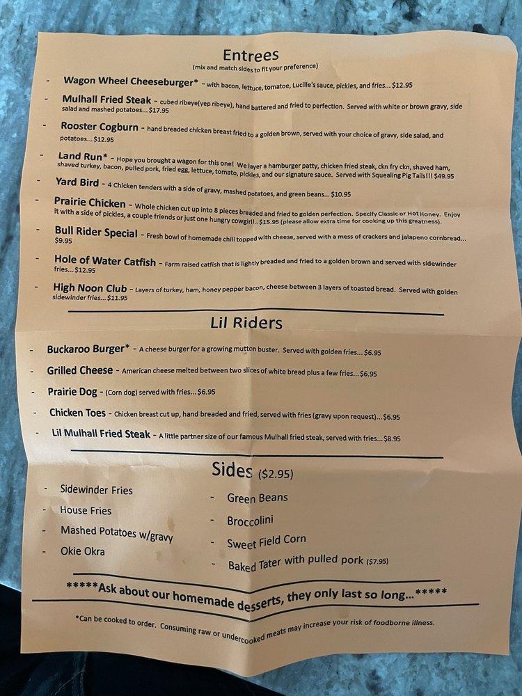 Lucille's Chuckwagon menu