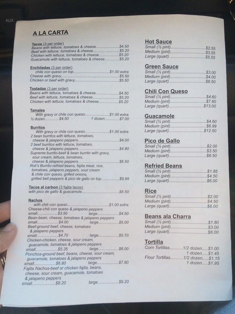 Menu at El Mante restaurant, Onalaska, Us190