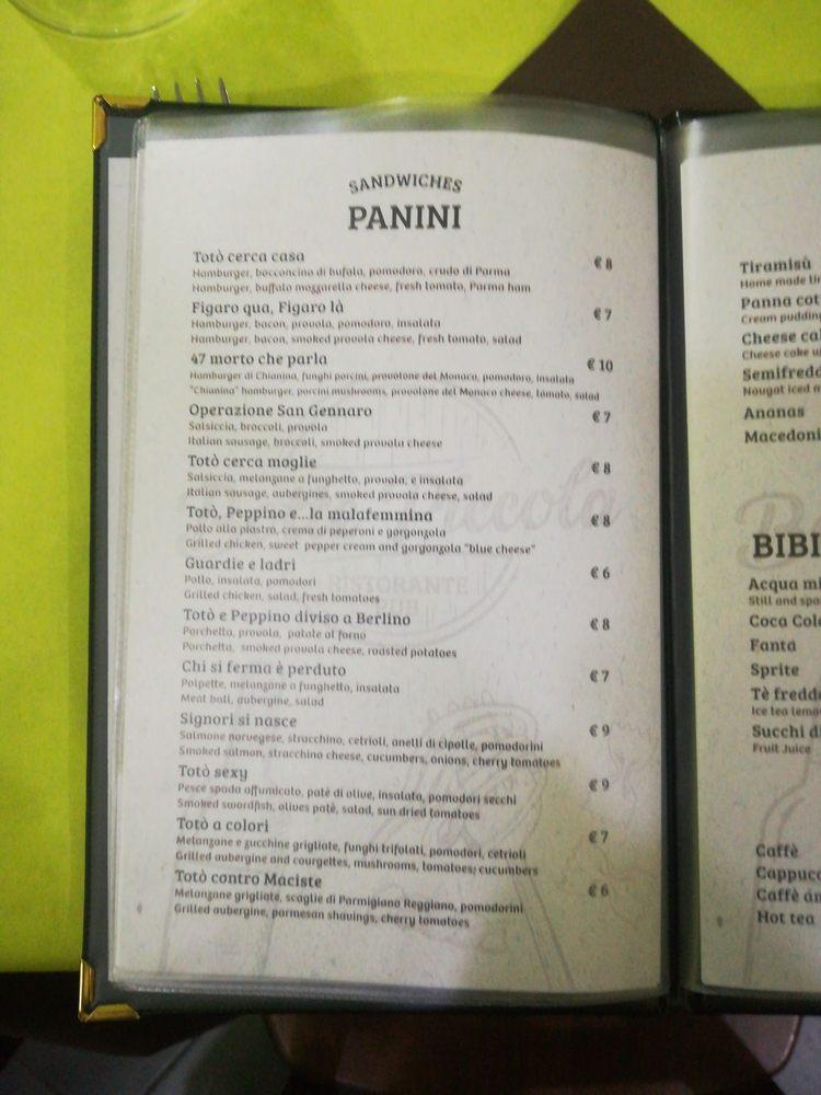 Menu di Ristorante Botte Piccola 