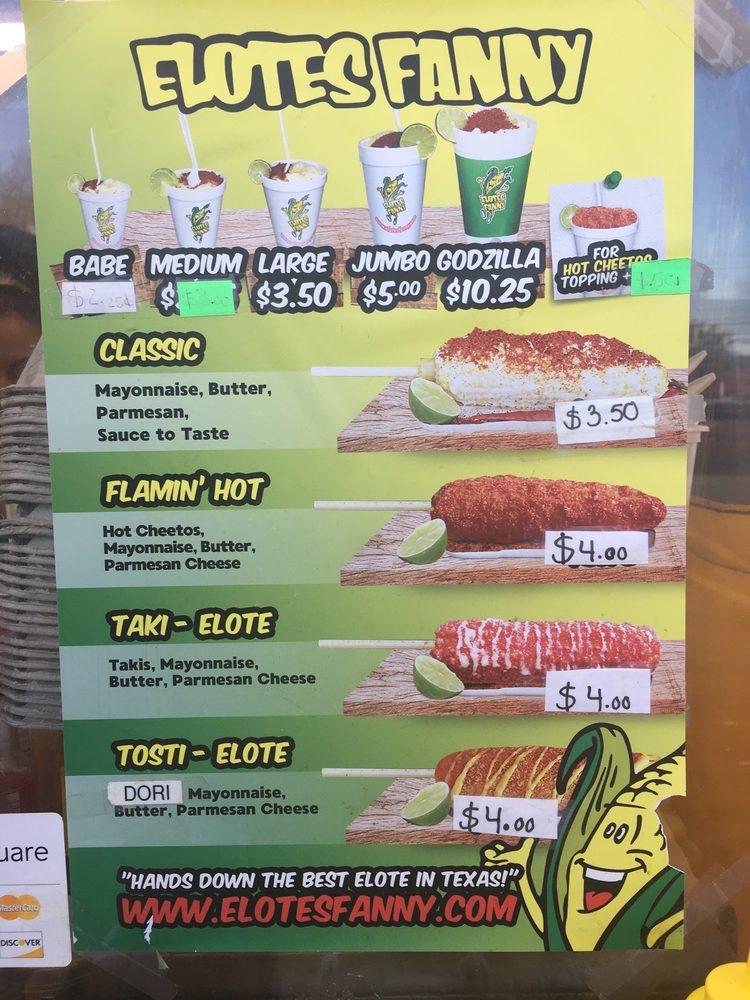 Carta Del Restaurante Elotes Fanny, Dallas, Spring Valley Rd