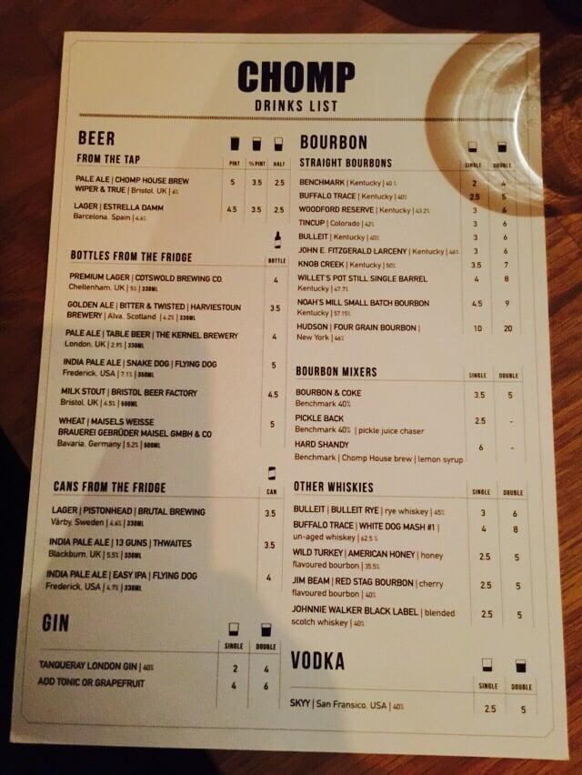 Chomp menu
