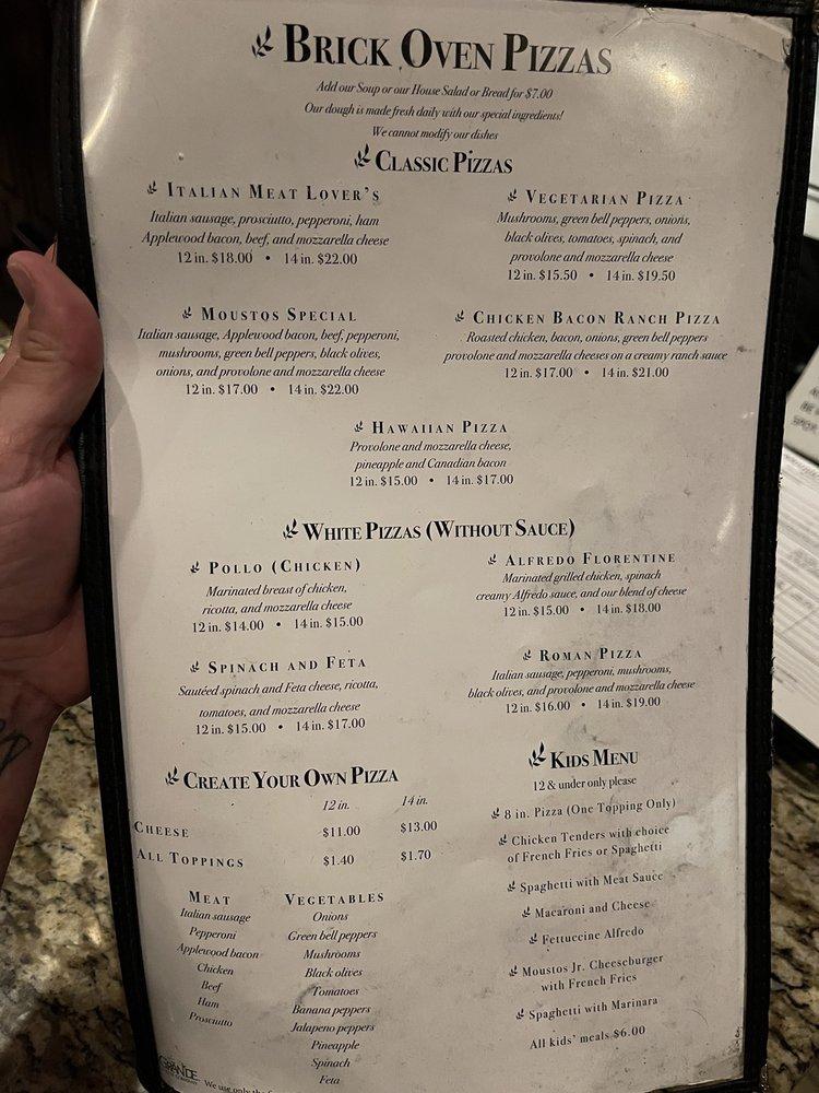 Menu at Moustos Pasta & Grill restaurant, Paris