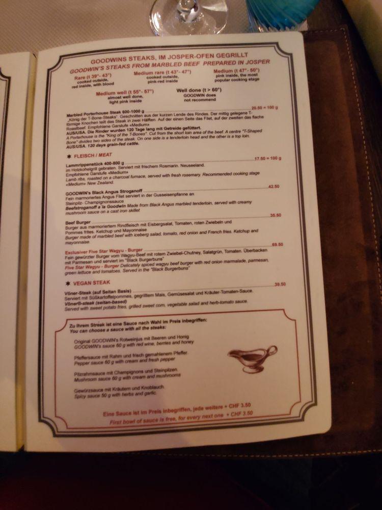 Menu di Goodwin The Steak House 
