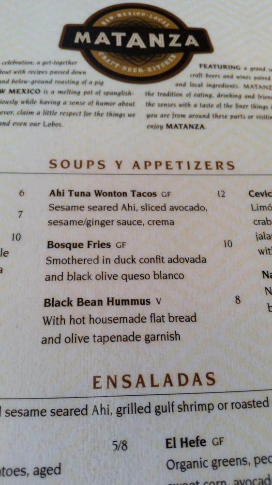 Matanza menu