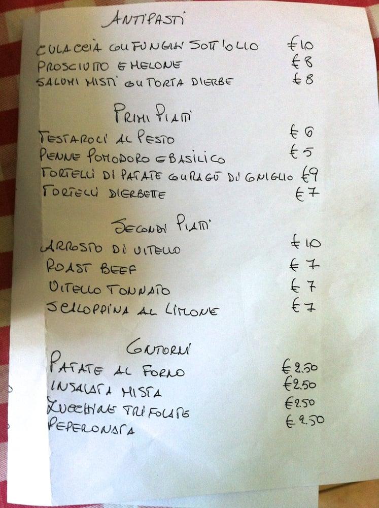 Menu di Al Fondo 
