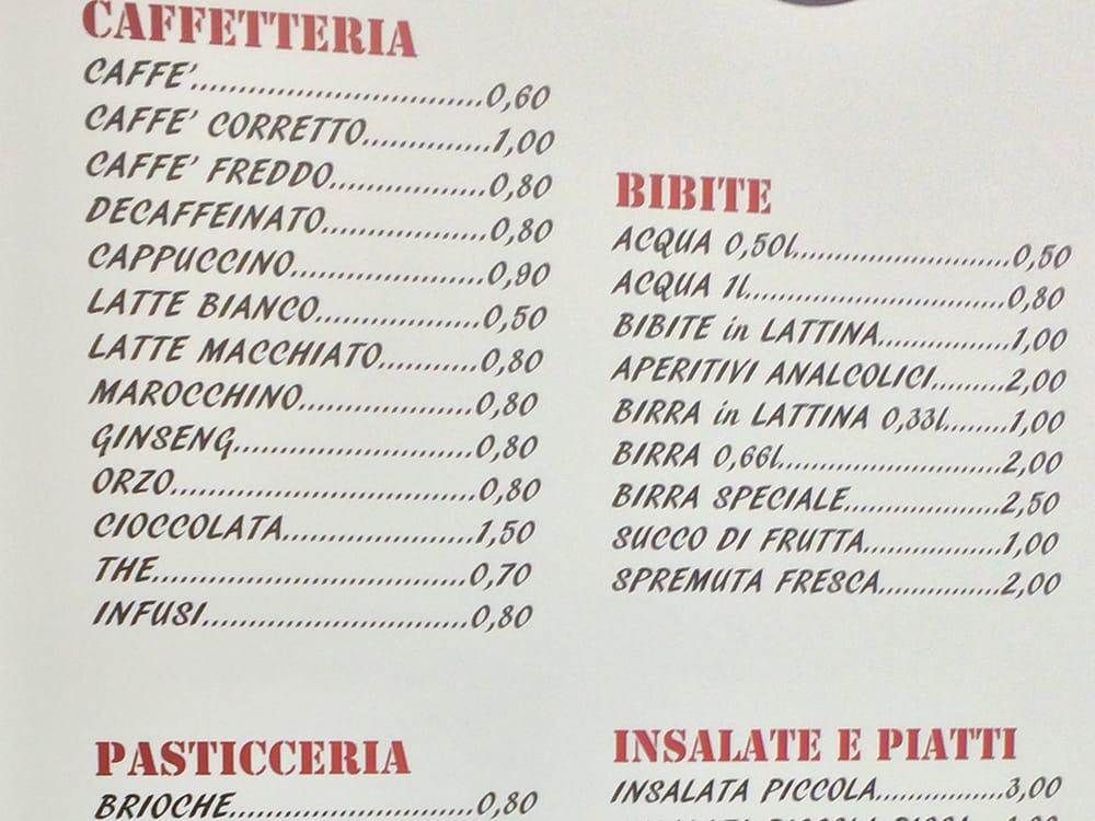 Menu di Bar del Cral 